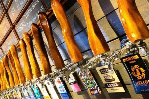 Brewery, different beers on tap