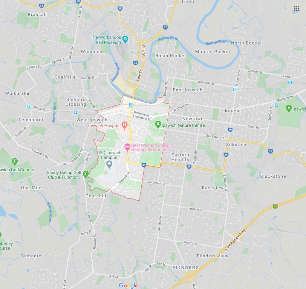 limo hire ipswich - map of service area